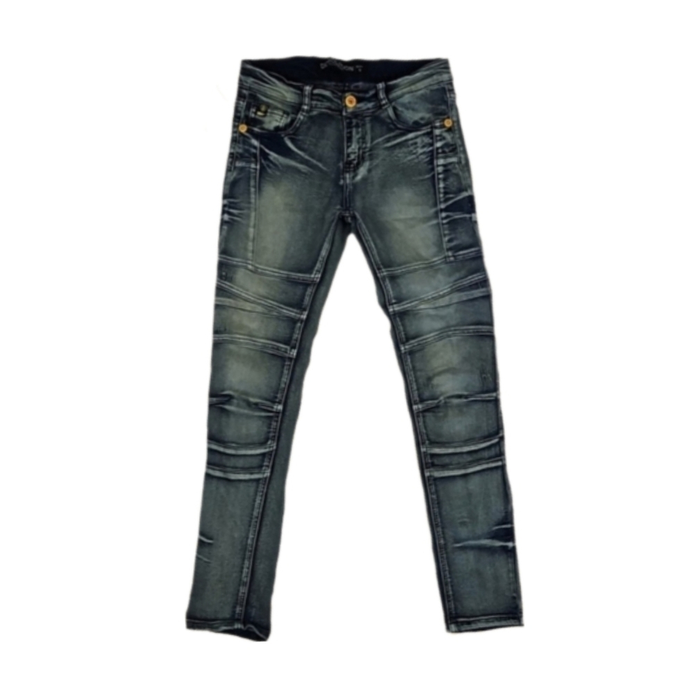 Demolition Distressed Denim Boys Blue Jeans, Skinny Leg, Size 14